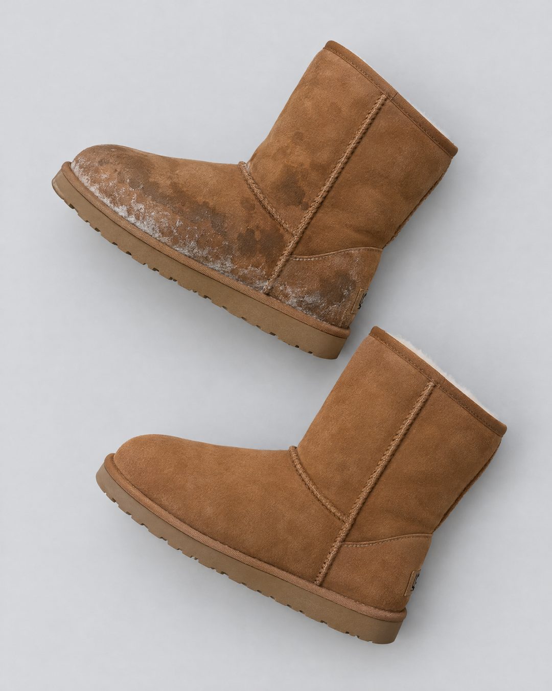 Угги UGG Classic Short: со следами соли и после чистки